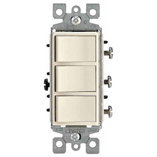 Gorgeousglow Light Almond Decora Triple Rocker Combination Switch GO84746 - main